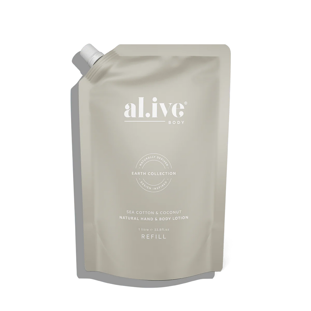 Al.ive Body : 1 Ltr Hand + Body Wash Refill - Sea Cotton & Coconut