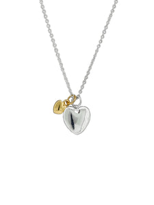 Necklace - Double Heart Silver Gold