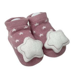 Socks with Rattle - Pink Star