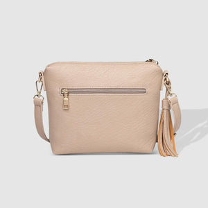 Kasey Textured Crossbody Bag with Logo Strap - Putty