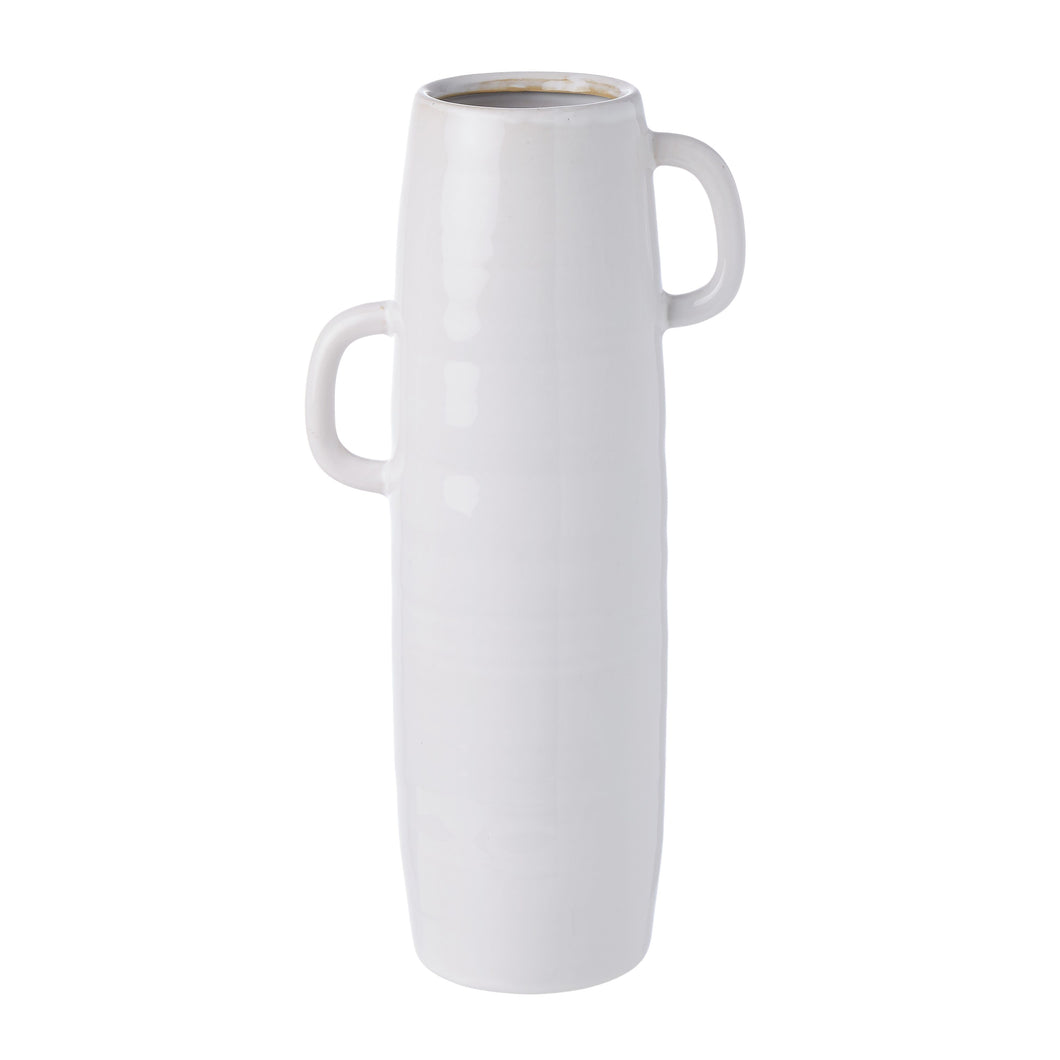 Double Handled Tall White Vessel 40cm