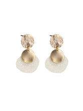 Load image into Gallery viewer, Earring - Gold Disc &amp; Ivory Leaf
