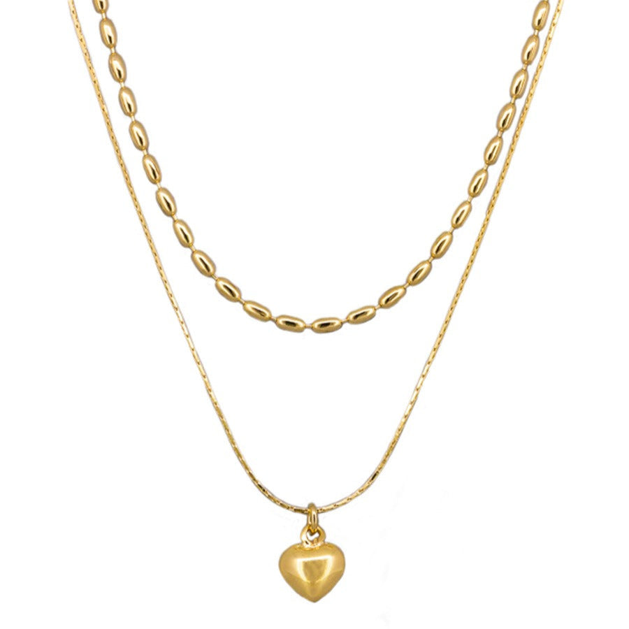 Necklace - Gold Double Chain Heart