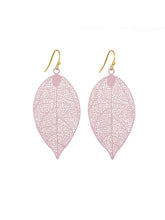 Load image into Gallery viewer, Filigree Leaf Earrings - Blush Pink
